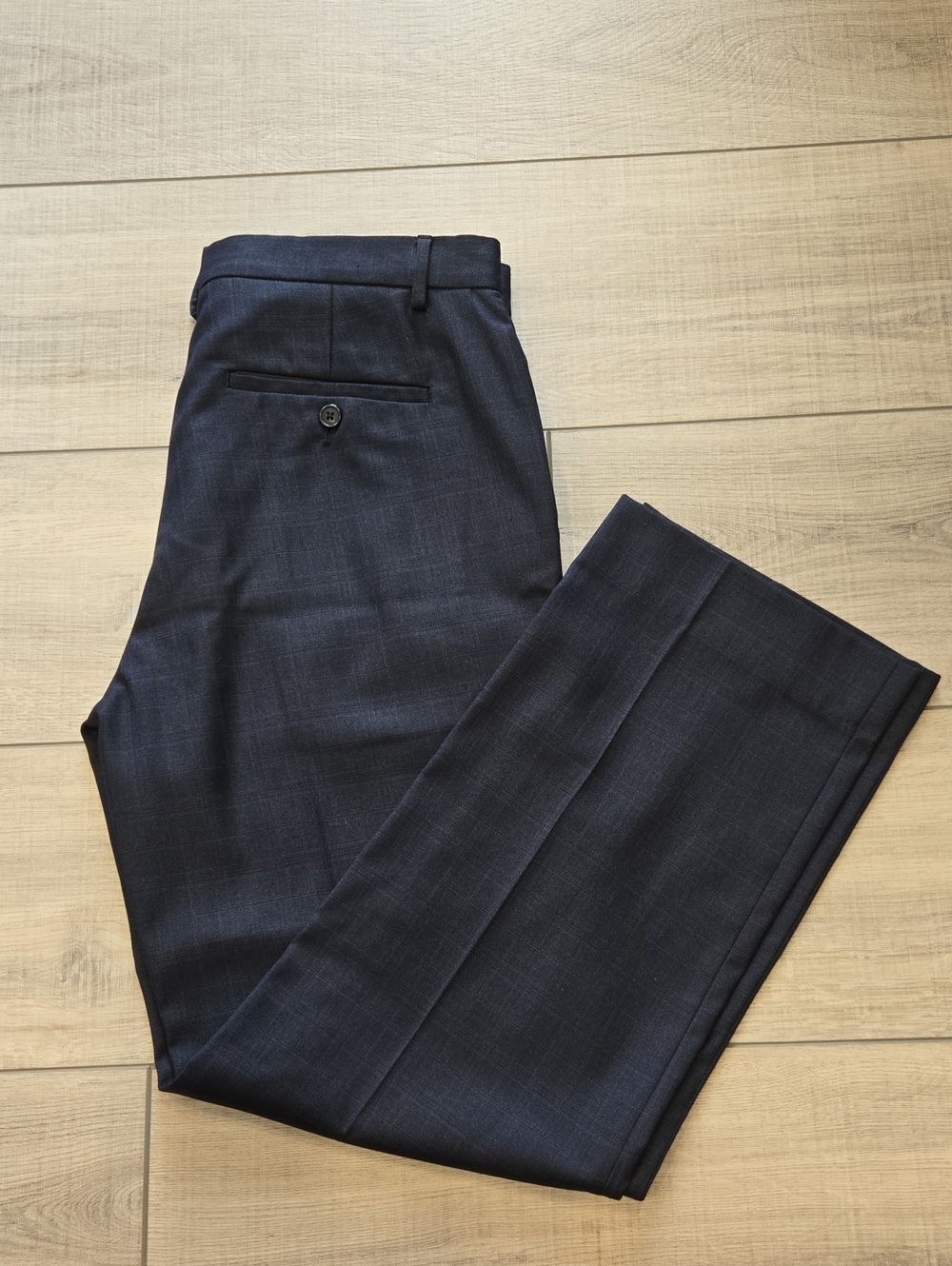 Calvin Klein Dark Navy Dress Pants with Subtle Herringbone